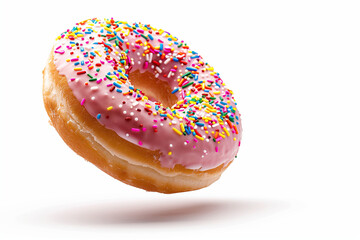 Fresh sprinkle donut on white background 