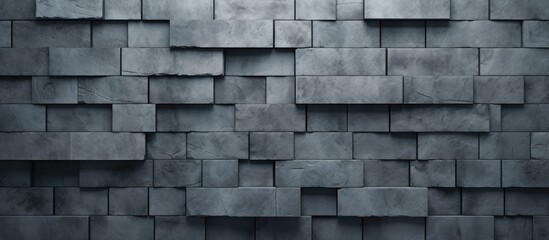 The grey brickwork wall features an intricate pattern of rectangles forming a symmetric design. The building material used is brick, creating a visually appealing and durable structure
