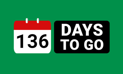136 days to go last countdown. one hundred and thirty six days go sale price offer promo deal timer, 136 days only