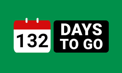 132 days to go last countdown. one hundred and thirty two days go sale price offer promo deal timer, 132 days only