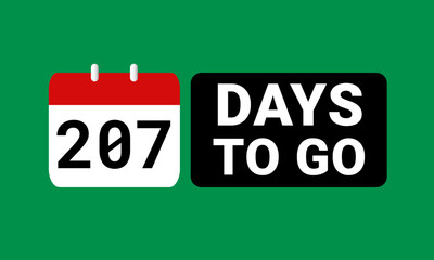 207 days to go last countdown. two hundred and seven days go sale price offer promo deal timer, 207 days only