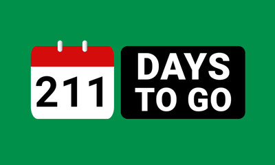 211 days to go last countdown. two hundred and eleven days go sale price offer promo deal timer, 211 days only