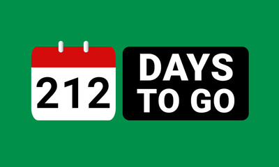 212 days to go last countdown. two hundred and twelve days go sale price offer promo deal timer, 212 days only