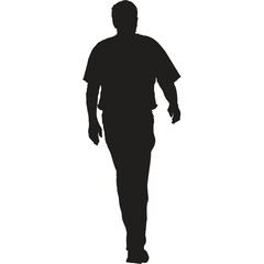 A silhouette of a man walking