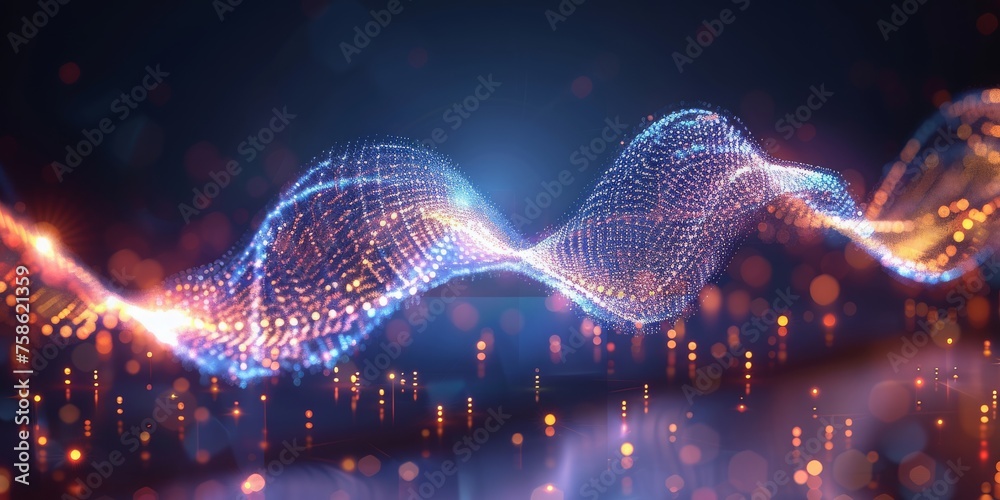 Poster Cyber Symphony: A Dynamic Visualization of Data Waves, Embodying the Flow and Connectivity of Digital Information, Generative AI