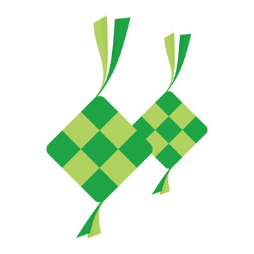 Ketupat eid al-fitr rice food image vector cartoon illustration