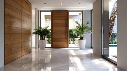 Obraz premium Modern hallway with wooden door