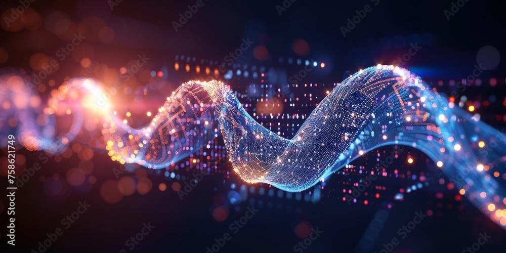 Poster Cyber Symphony: A Dynamic Visualization of Data Waves, Embodying the Flow and Connectivity of Digital Information, Generative AI