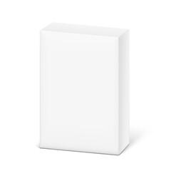 Realistic cardboard box mockup. Vector illustration isolated on white background. Half side views. Can be use for food, cosmetic, pharmacy and etc. Show your product from a better angle. EPS10.