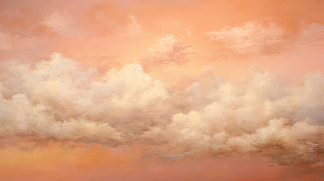 A painting of a brown sky with clouds. Expressive Peac