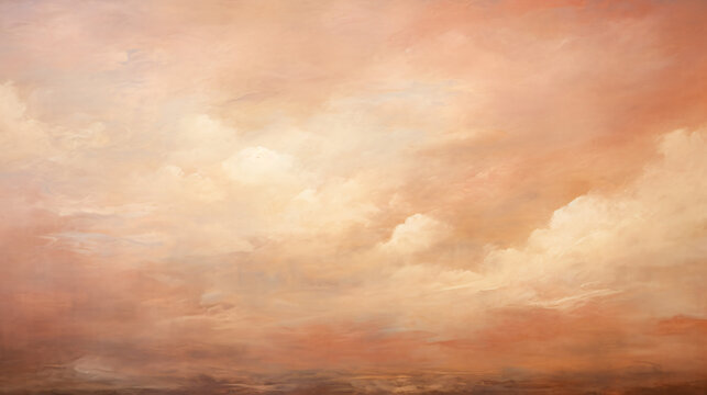 A painting of a brown sky with clouds. Expressive Peac
