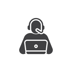 Person with a headset and computer vector icon