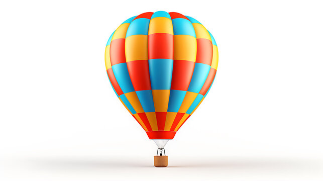vibrant hot air balloon against a clean white background