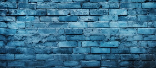 A close up of an electric blue brick wall with a beautiful pattern, resembling azure rectangles....