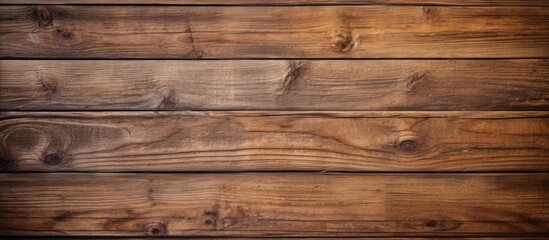 A closeup of a brown hardwood plank wall with a varnish finish, showcasing a beautiful pattern of tints and shades in the wood grain