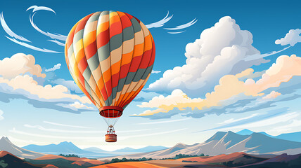 hot air balloon soaring high in the sky, symbolizing business growth and success