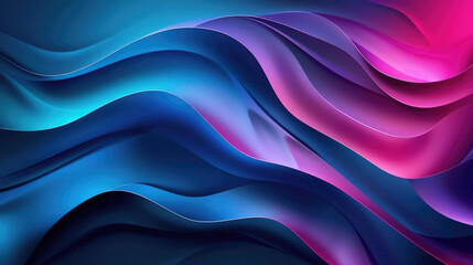Abstract satin wave background in neon pink and electric blue