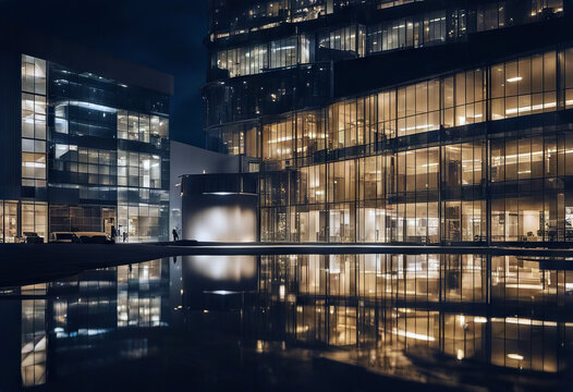 night center business modern silhouette skyscraper street technology twilight up view abstract apartment architecture area bank black blue building city commercial construction corner corporation