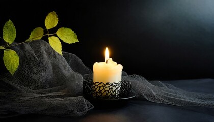 Light in Darkness: Condolence Card with Burning Candle Symbolizing Remembrance and Support"