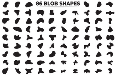 Organic blobs set icon. Random shapes cube drop