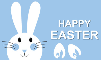 Happy easter template with blue, white rustic floral eggs, dotted background. Vector illustration. Design layout for invitation, card, menu, flyer, banner, poster, voucher. Elegant design