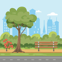 outdoor urban city park landscape vector illustration