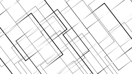 Beautiful abstract lines in black and white tone of many squares and rectangle shapes on white background for modern geometric pattern, making cool banner on page.