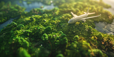 Sustainable aviation fuel concept net zero emissions flight sustainability transportation eco .

