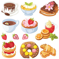 Breakfast Sweets And Flowers Clipart 