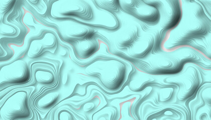 Topographic canyon geometric map relief texture with curved layers and shadow. Abstract realistic papercut decoration