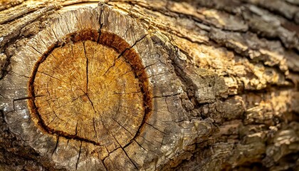 Weathered tree stump with a close-up view of its cracked and textured surface