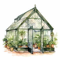 Greenhouse Water colour Style clipart 