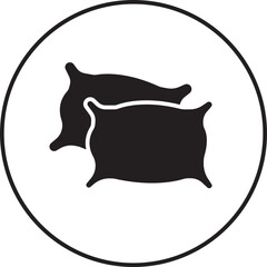 Pillow icon in trendy fill style. Pillow sign and symbol. Comfortable fluffy pillow. Sleeping sign. Comfortable cushion for sleep, rest, relax mockup vector isolated on transparent background.