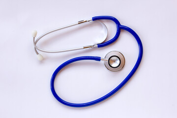 Stethoscope on white table background