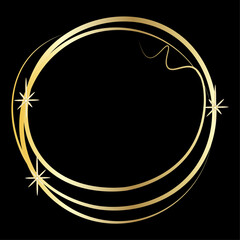 Gold glitter gradient frame. Golden sparkling light trail. Shimmering geometry  golden element  wave with glitter. Luxury gold borders for for wedding invitation.