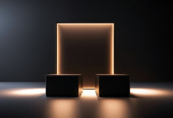  Simple blank luxury black gradient background with product display platform