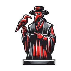 statue of doctor plague with crow wear mask vector illustration