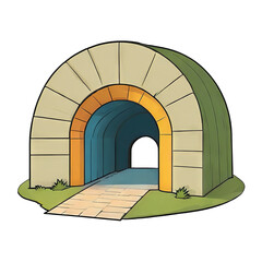 Tunnel Hand Drawn Cartoon Style Illustration
