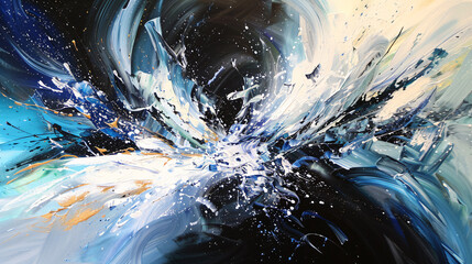 Abstract white acrylic painting on canvas ..