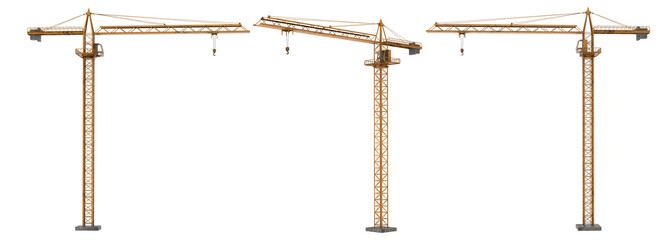 Construction Crane isolated or yellow tower crane isolated on transparency background.
