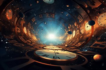 Space of time dimension concept. time theory. - obrazy, fototapety, plakaty