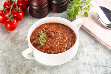 Spanish traditional gazpacho tomato soup