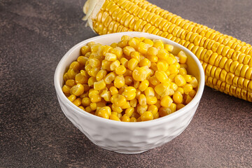 Marinated corn in the bowl