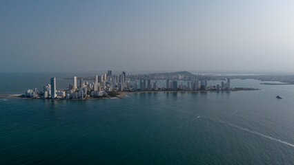 Obraz premium cartagena skyline drone aerial colombia