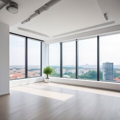 Obraz premium Modern white office interior with furniture and daylight. 3D Rendering