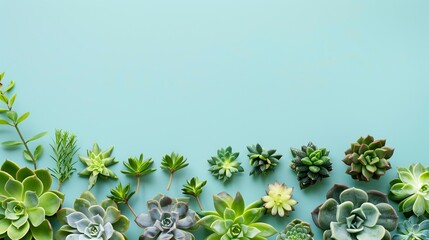 Succulents Plant: Copy Space Website Banner for a Fresh and Green Look - obrazy, fototapety, plakaty