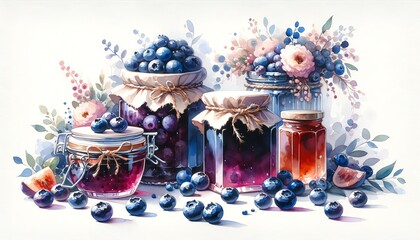 Watercolor painting of Blueberry jam
