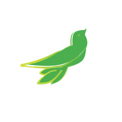 illustration of a green bird. Vector Abstract design of bird logo in green gradient color on white background