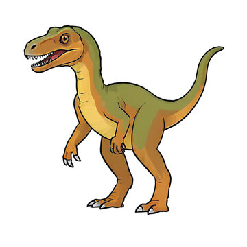 Velociraptor Hand Drawn Cartoon Style Illustration
