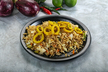 Fried rice with squid rings